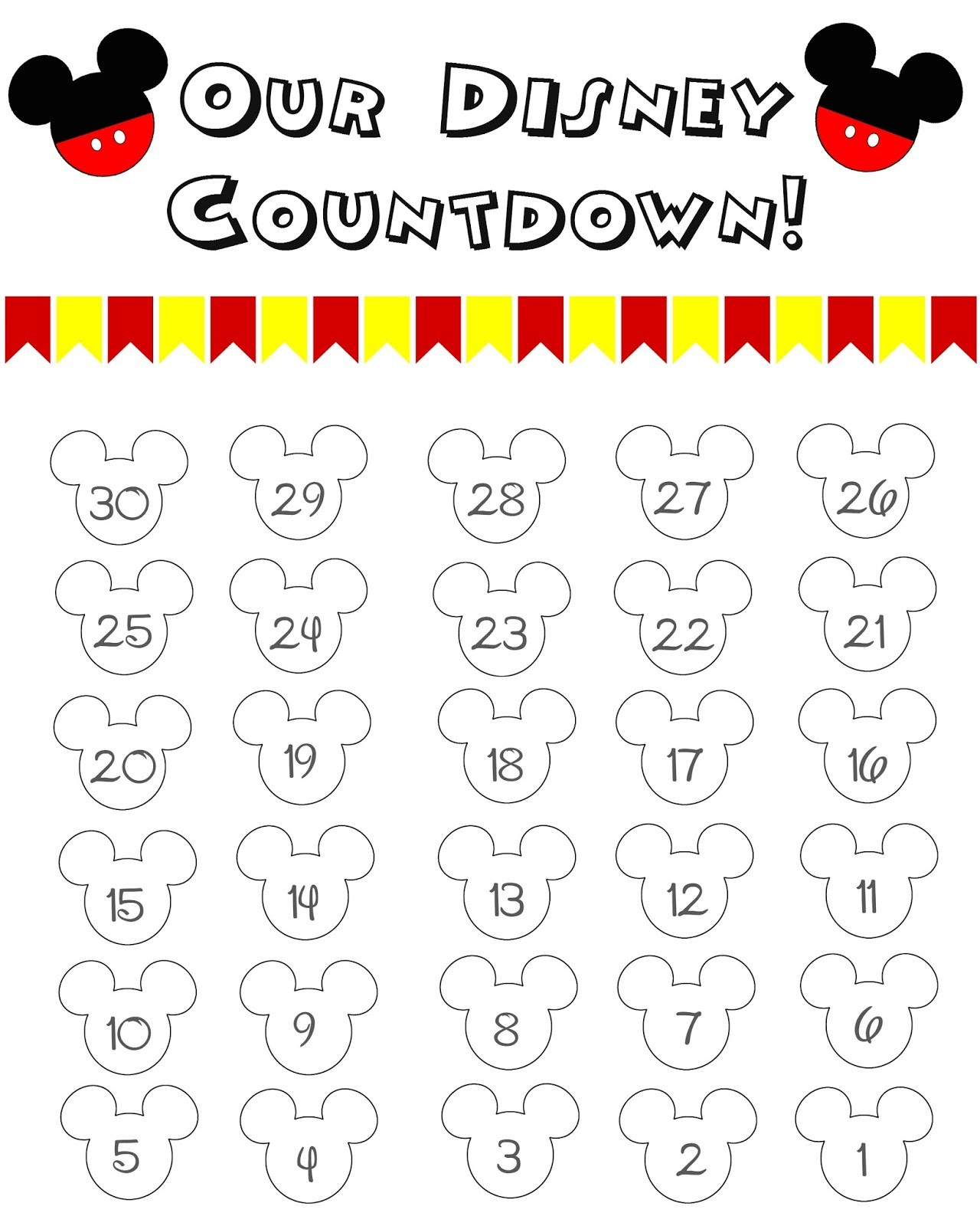 New Printable Disney Countdown Calendar Free Printable