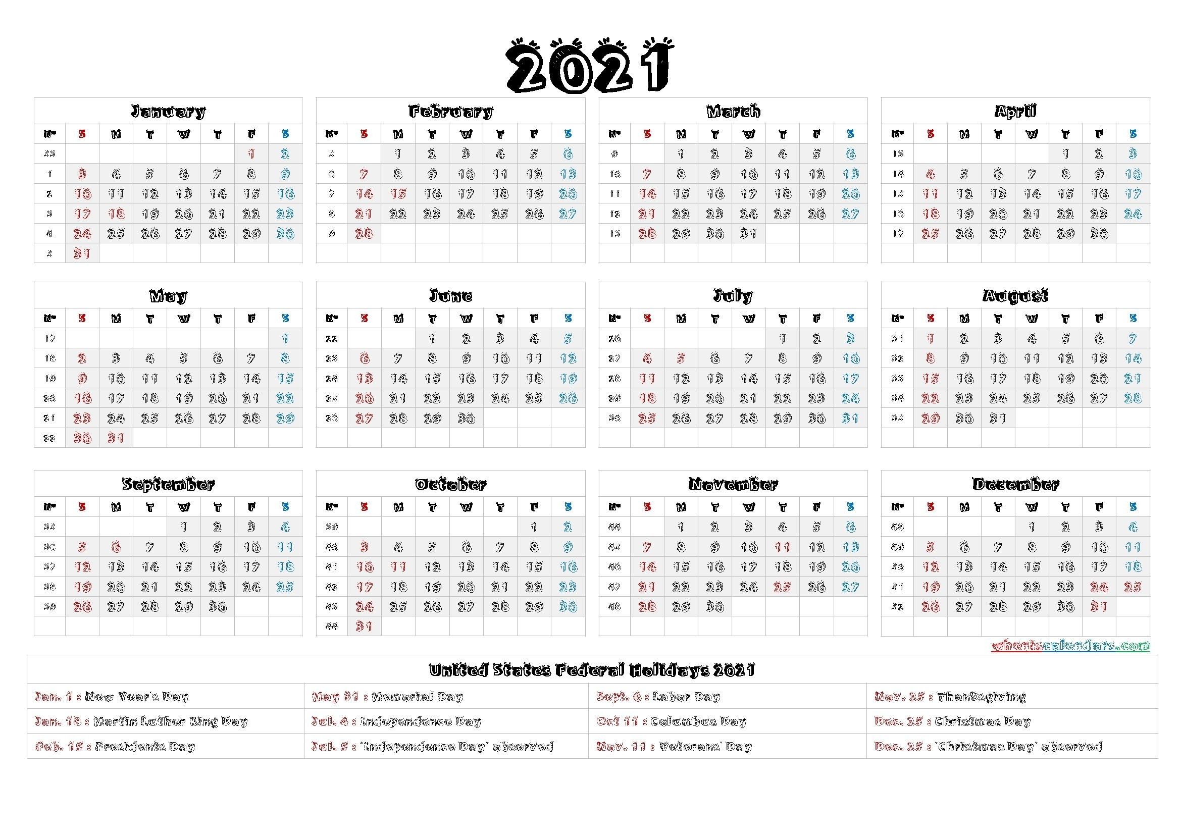 Pay Period Federal 2021 Printable Calendar Design