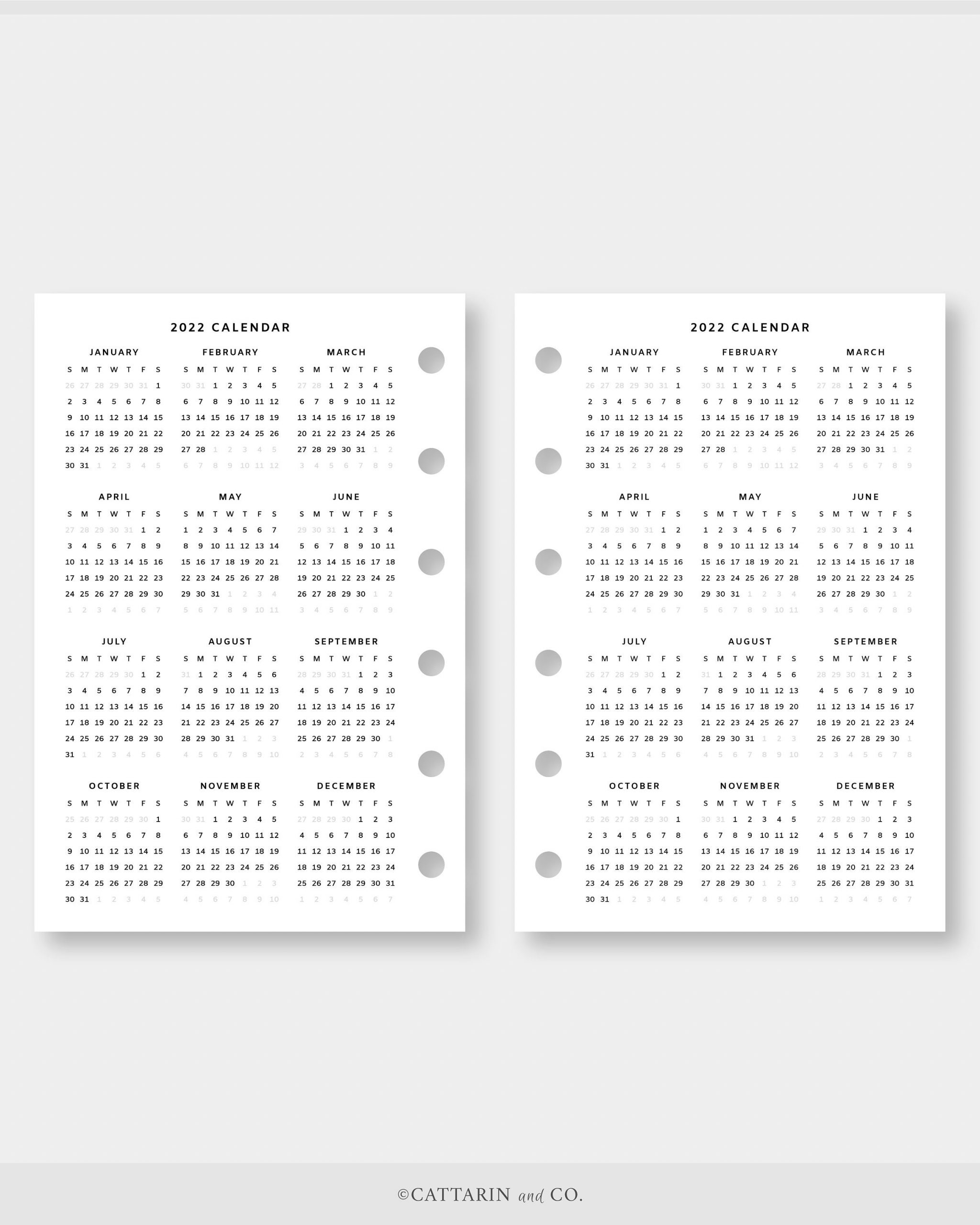 Pocket 2022 Yearly Calendar Printable Year At A Glance Etsy
