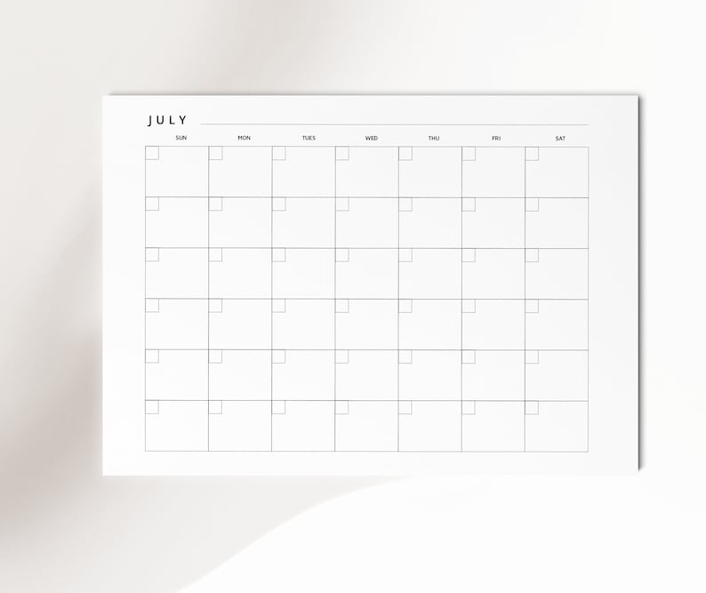 Printable 12 Month Blank Calendar Blank 8 5 X 11 Inches Etsy 1