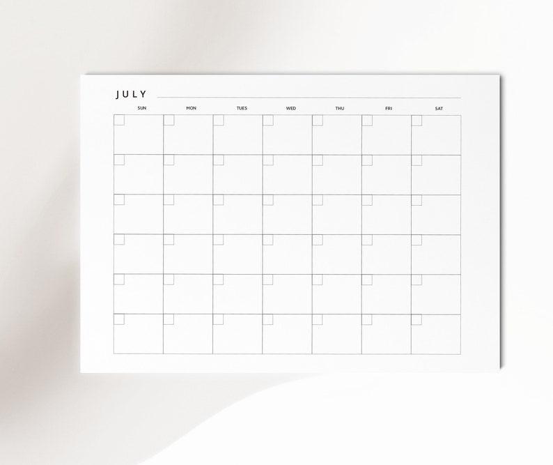 Printable 12 Month Blank Calendar Blank 8 5 X 11 Inches Etsy