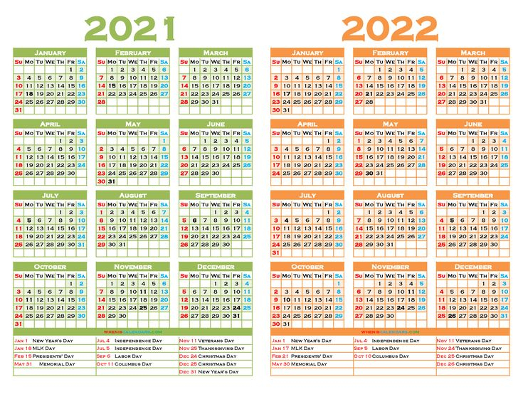 printable 2021 and 2022 calendar two year 12 templates