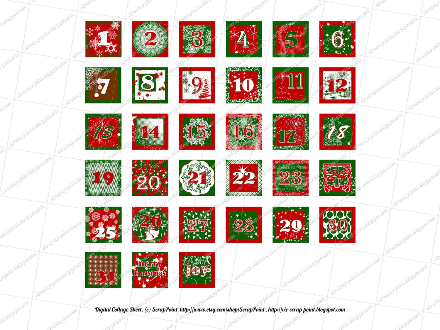 Printable December Daily Numbers 1 1 5 2 3 Inch Squares