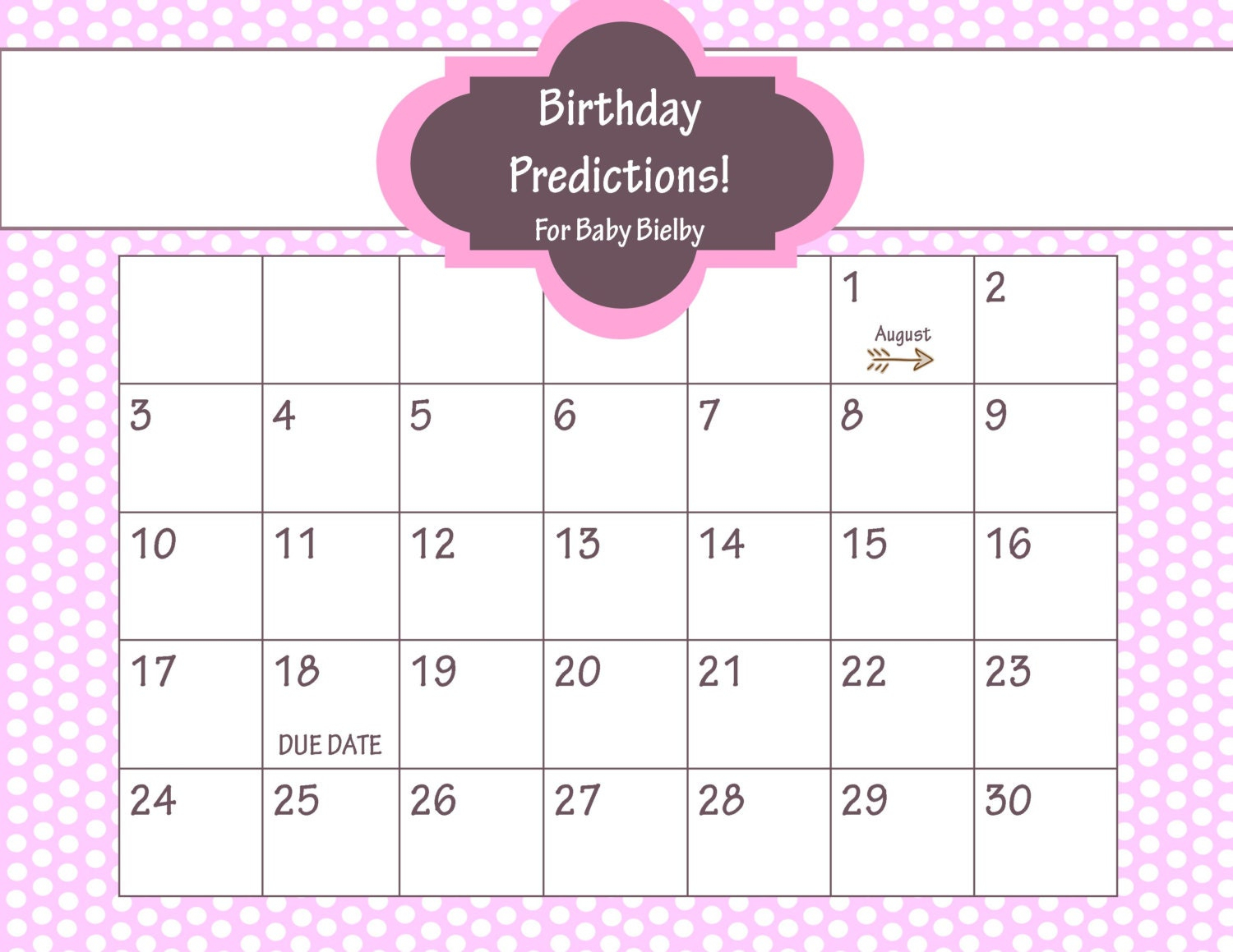 Printable Due Date Calendar Baby Shower Game Guess The