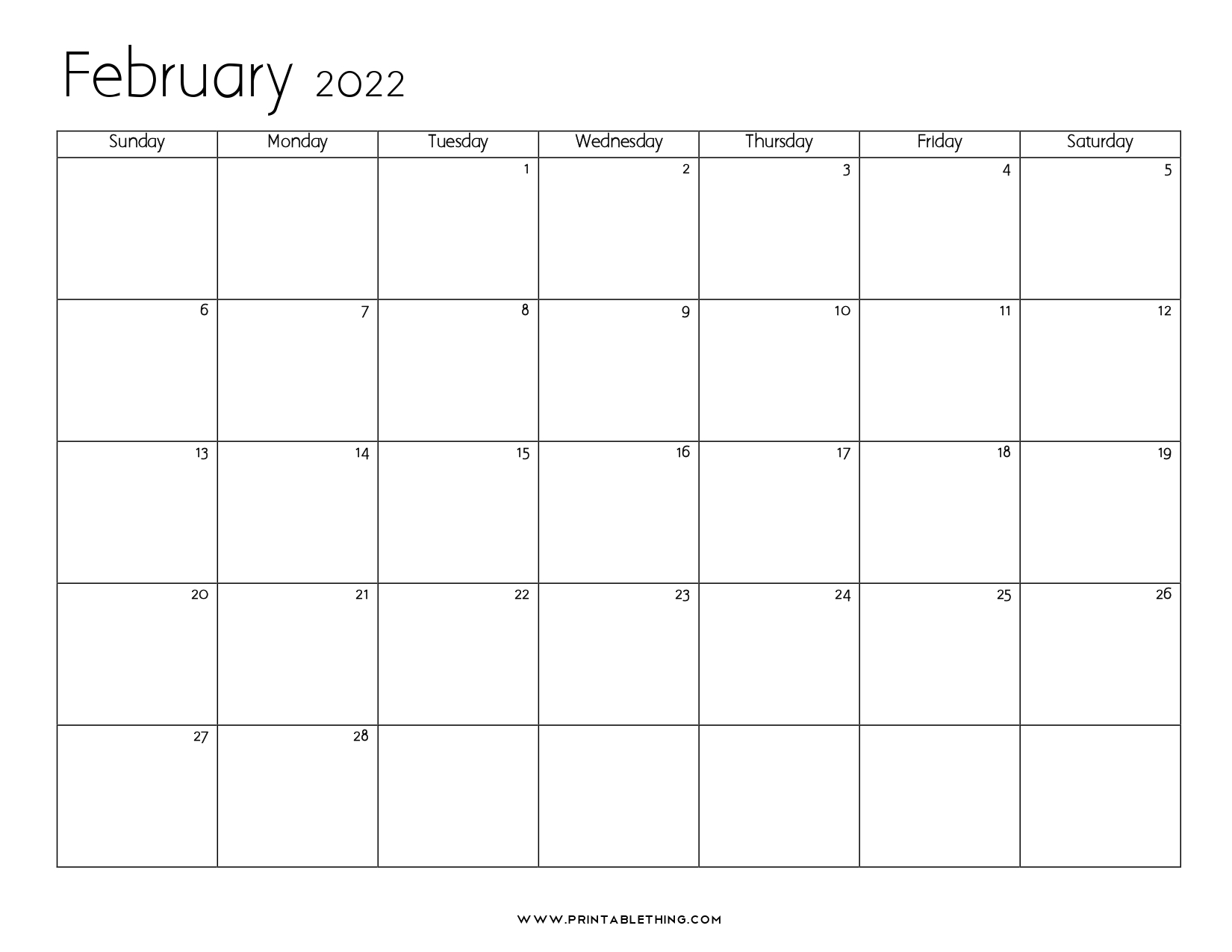 Printable February 2022 Calendar With Holidays Printable