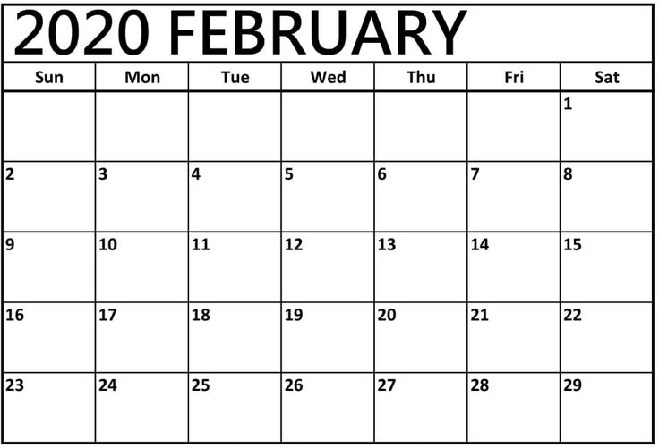 printable february calendar for 2020 waterproof paper