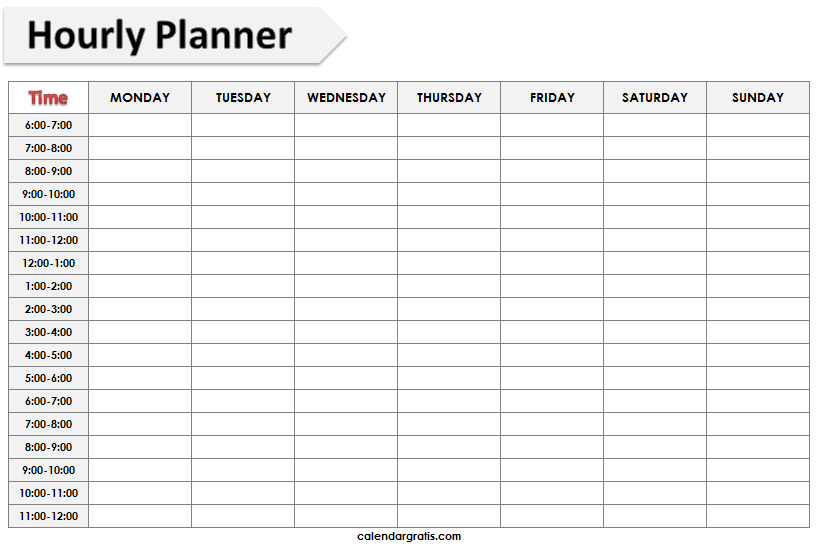Printable Hourly Schedule Template 24 Hours Planner 1