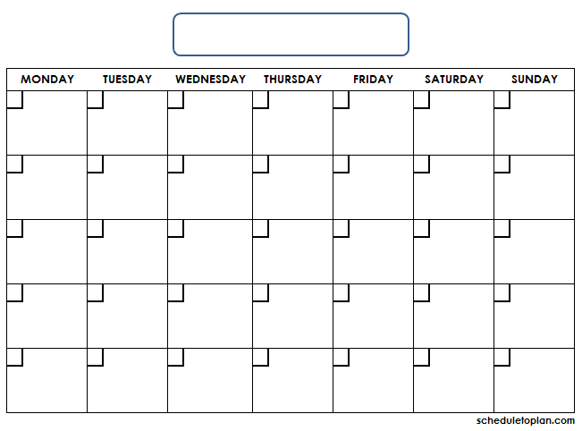 Printable Monthly Blank Calendar Template Calendar