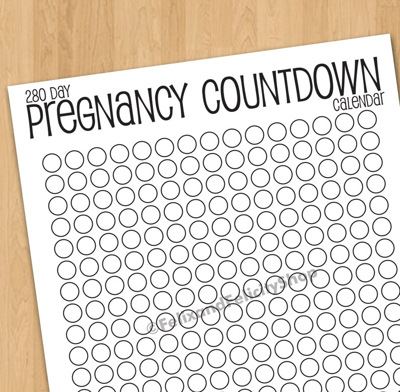 printable pregnancy countdown calendar 280 days 9 month etsy