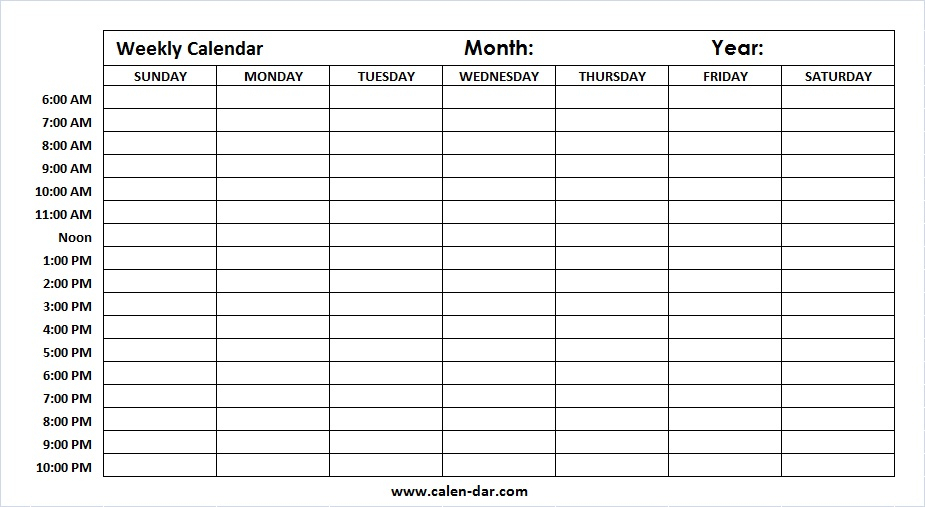 Printable Weekly Calendar Template Monday Friday With Time 2