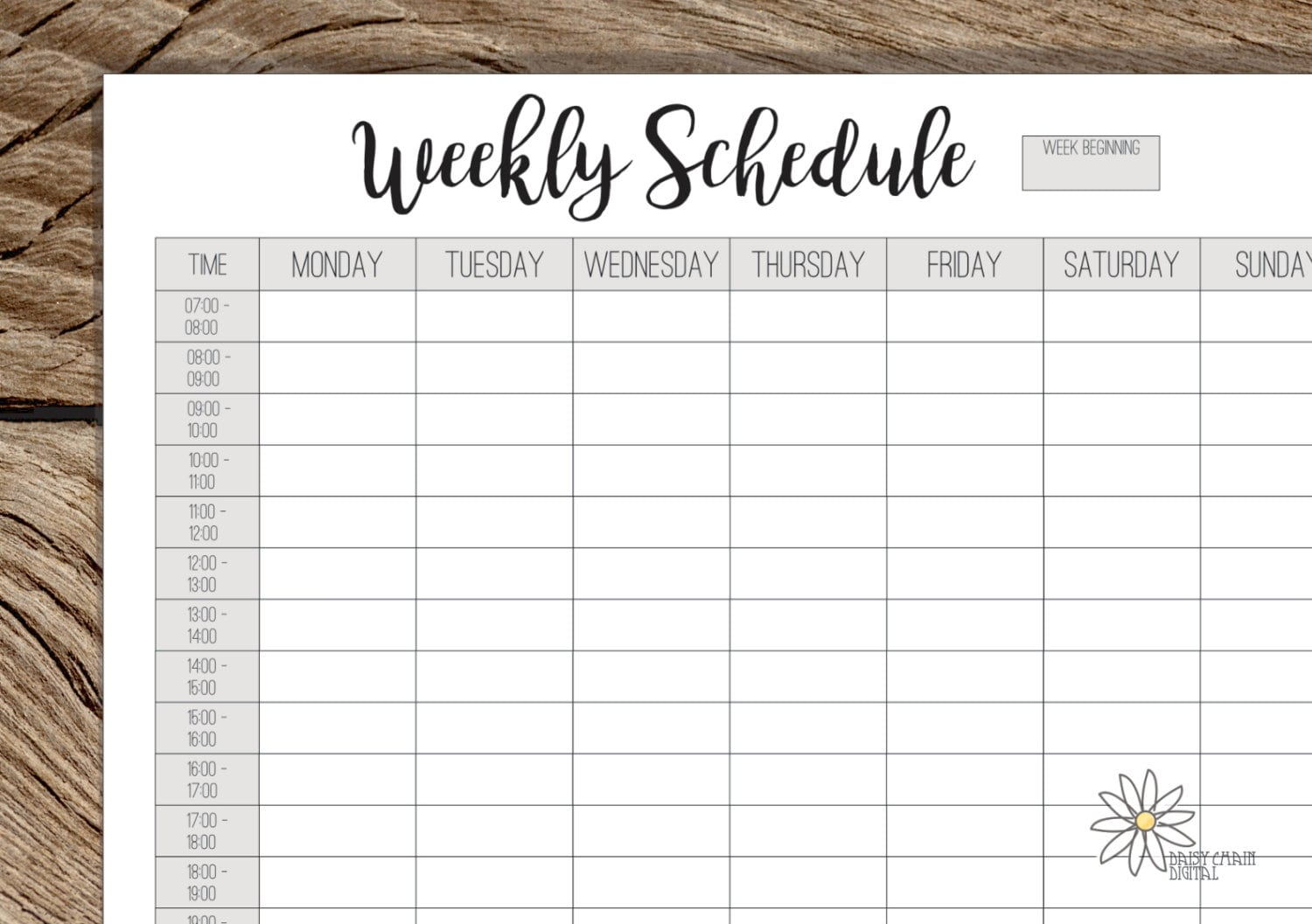 Printable Weekly Schedule Weekly Timetable A4 And Us Etsy 1