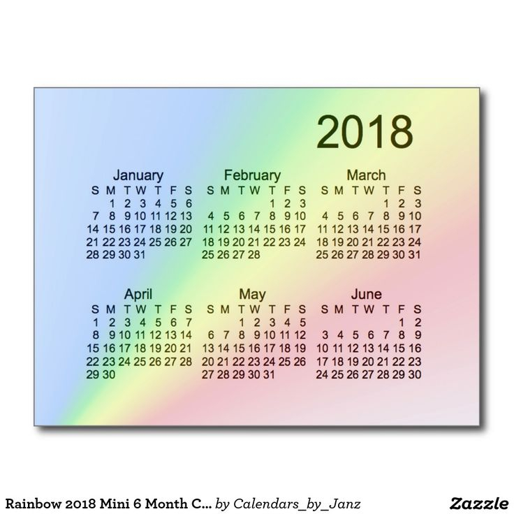 Rainbow 2018 Mini 6 Month Calendar Postcard Business