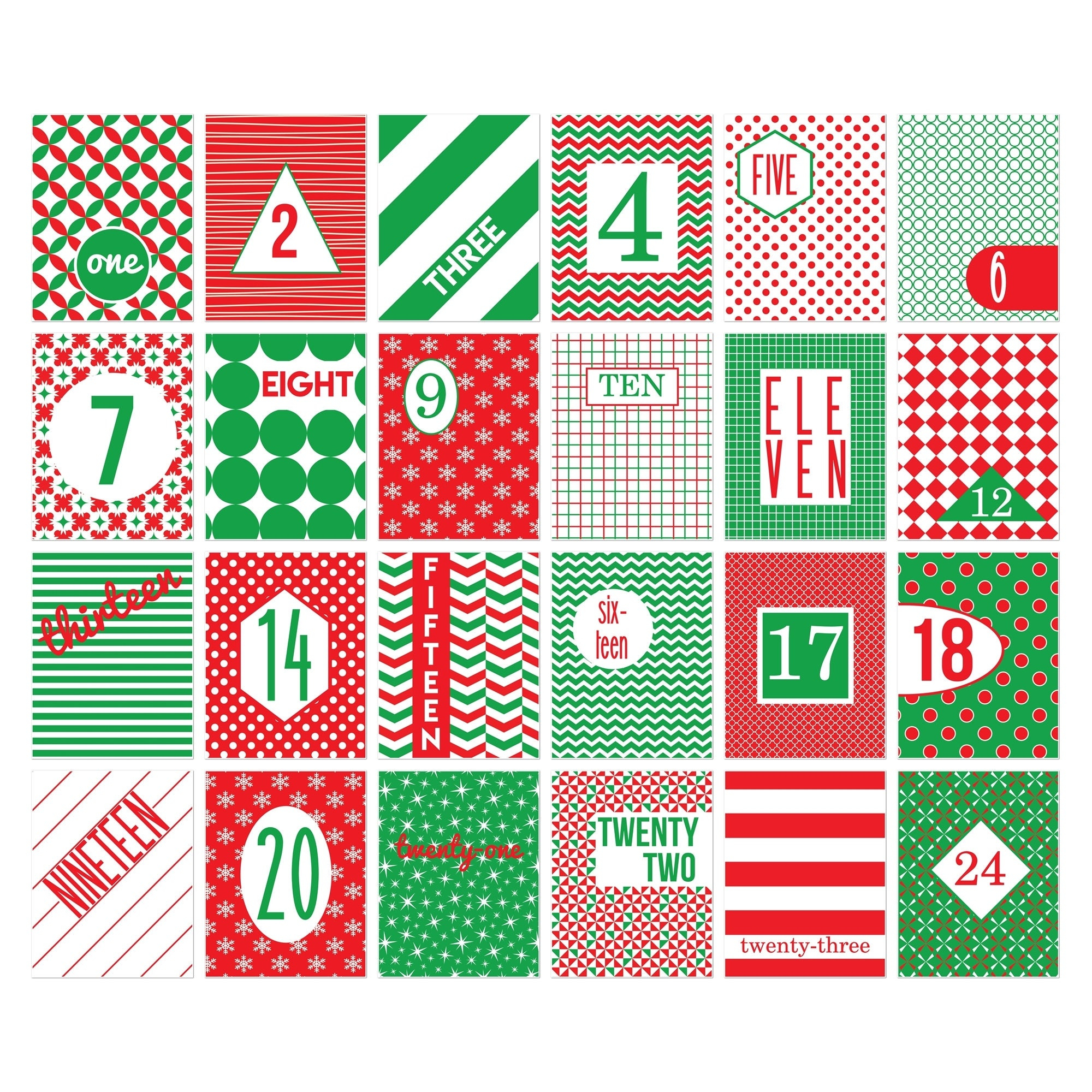 Religious Advent Calendar 24 Numbered Cards Printable Advent