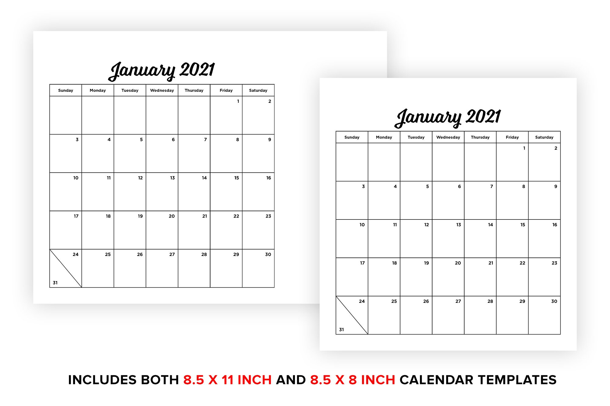 Sale 8 5 X 11 8 5 X 8 Inch 2021 Calendar Template 1