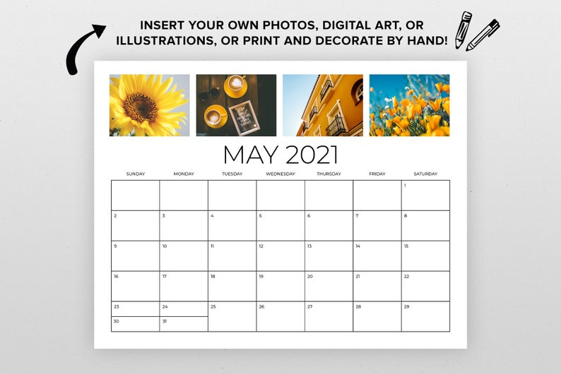 Sale 8 5 X 11 Inch 2021 Calendar Template Instant