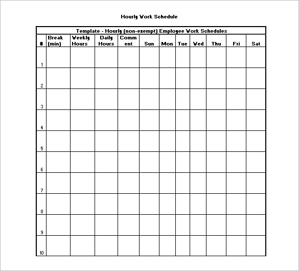 Schedule Template Hourly Printable Schedule Template