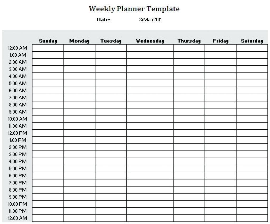 Schedule Template Printable Weekly Plannerhour Download