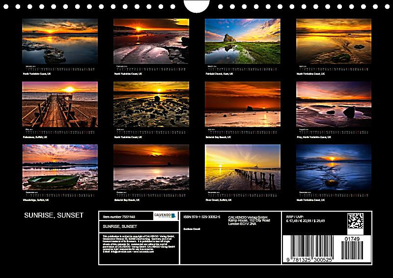Sunrise Sunset Wall Calendar 2018 Din A4 Landscape 2