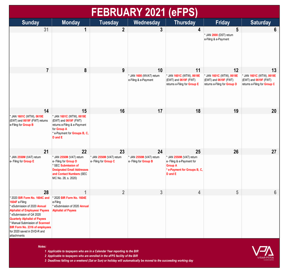 tax calendar february 2021