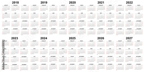 Ten Year Calendar 2018 2019 2020 2021 2022 2023 1