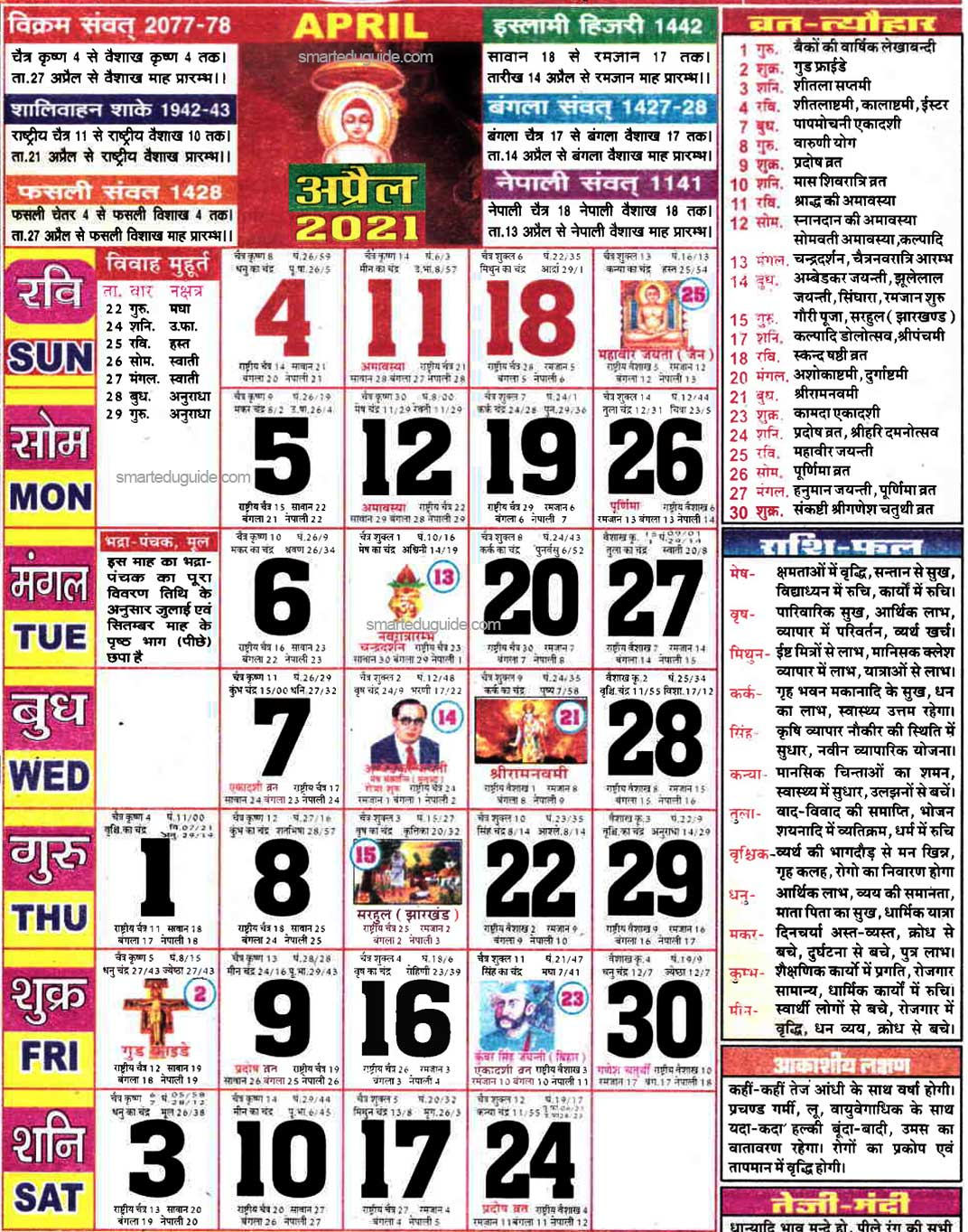 Thakur Prasad Calendar 2021 April Seg