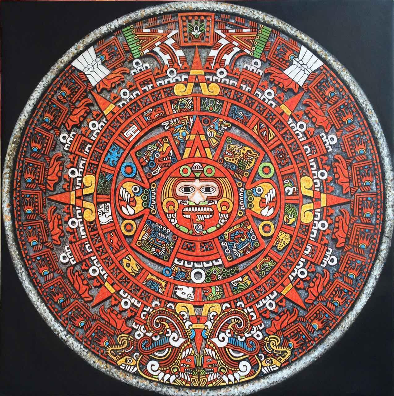 the mayan calendar oil on canvas 36x36 art