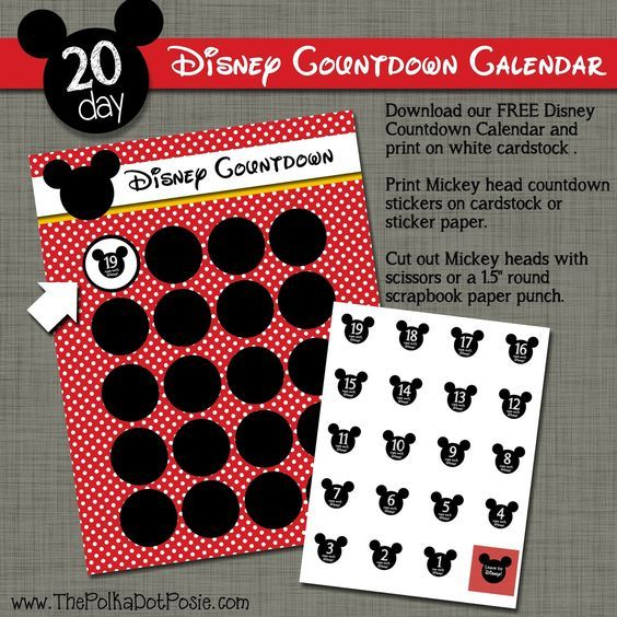 the polka dot posie free disney countdown sticker 1