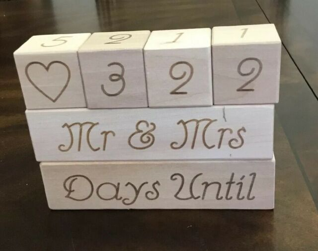 Wedding Countdown Calendar Wooden Blocks Unique Engagement