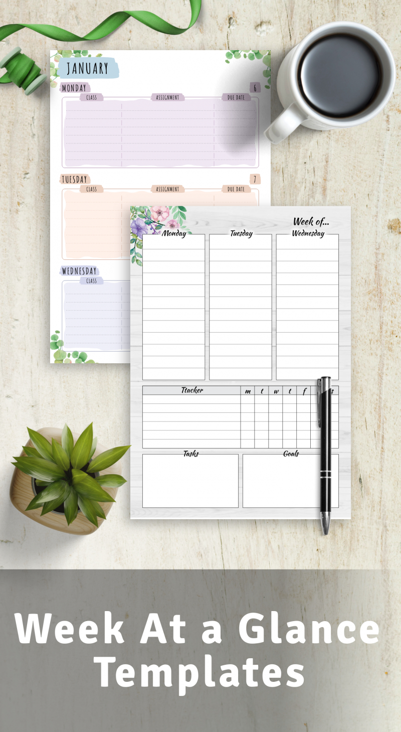 Week At A Glance Templates Download Pdf