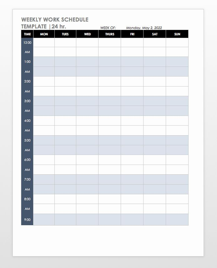 Week Schedule Template Word New Free Work Schedule