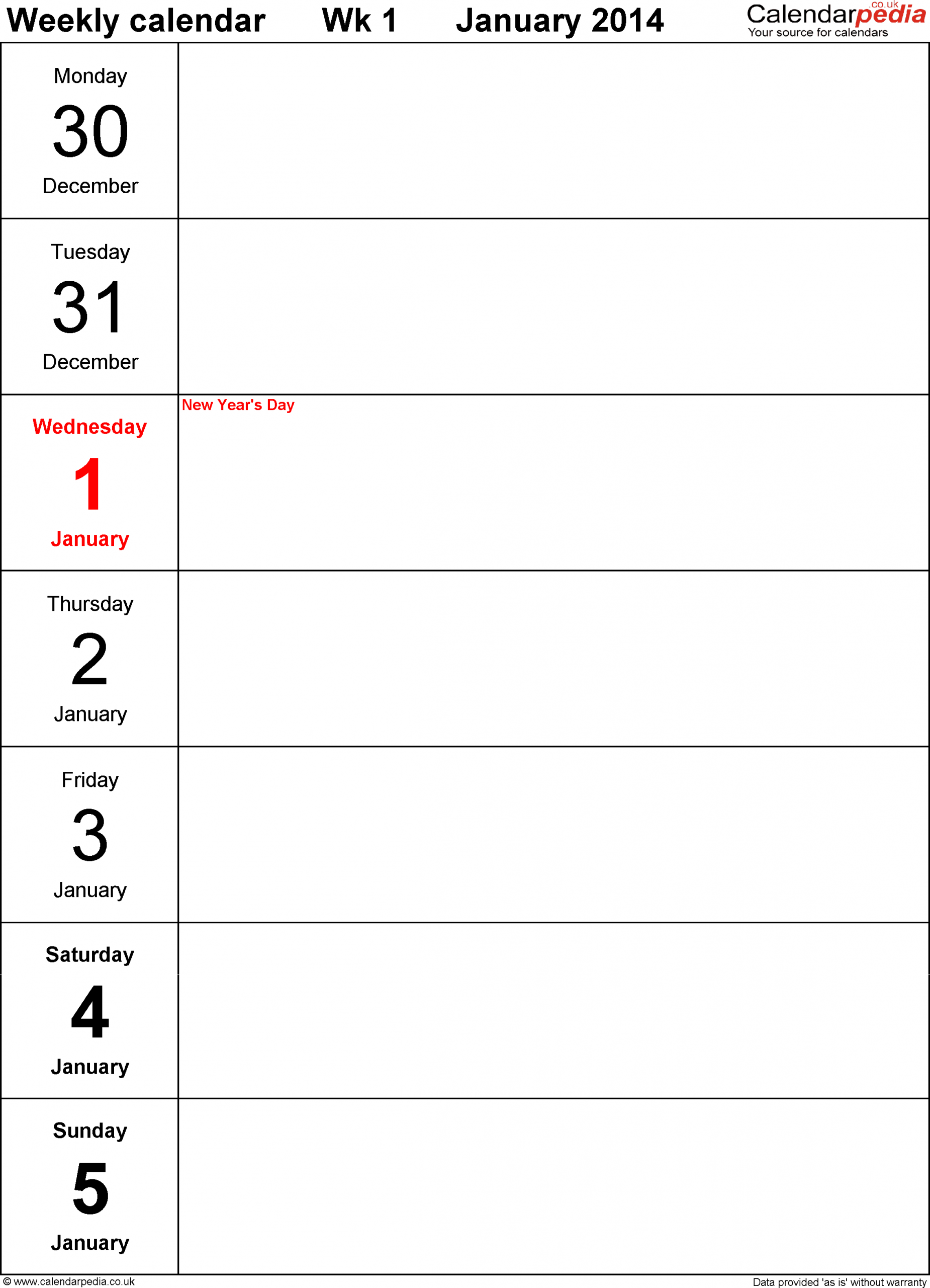 weekly calendar 2014 uk free printable templates for pdf 1