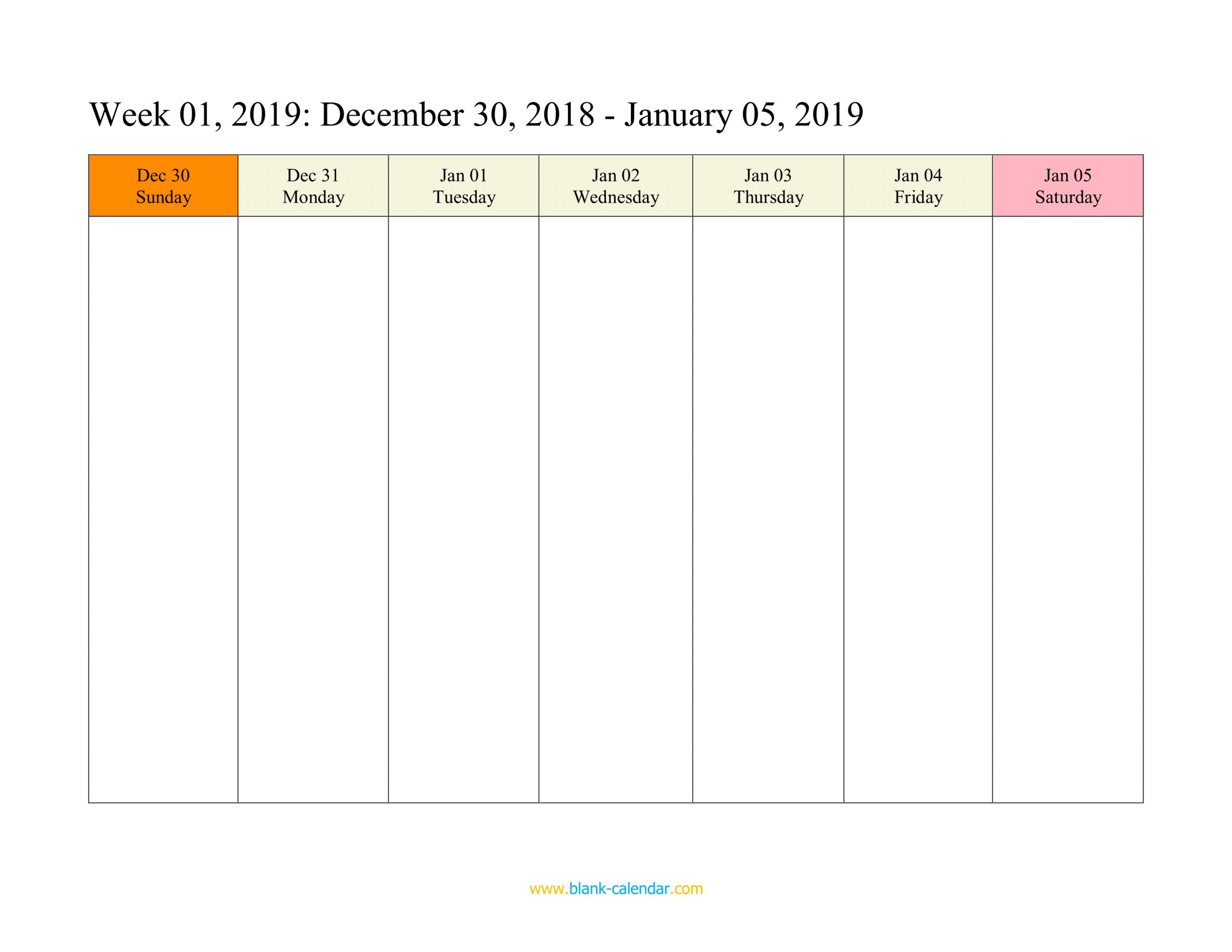 weekly calendar 2019 word excel pdf
