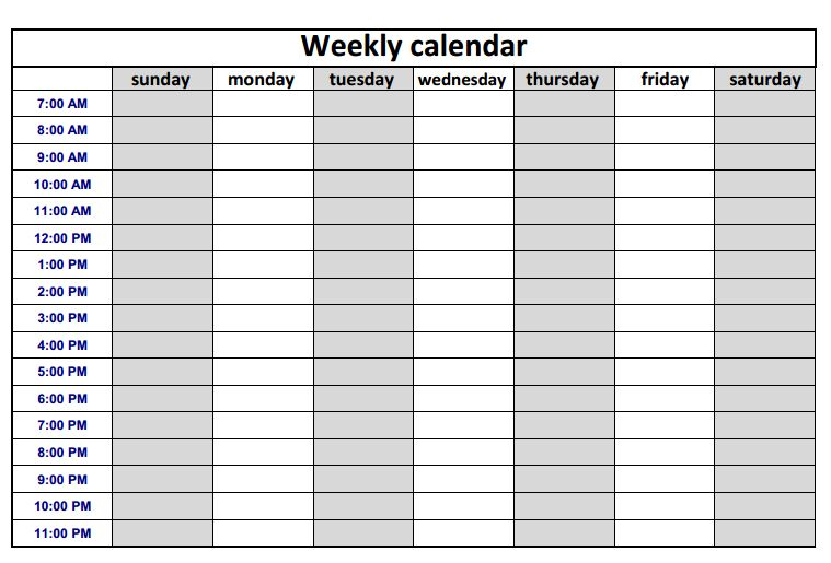 Weekly Calendar Templates 2017 Printables Calendars