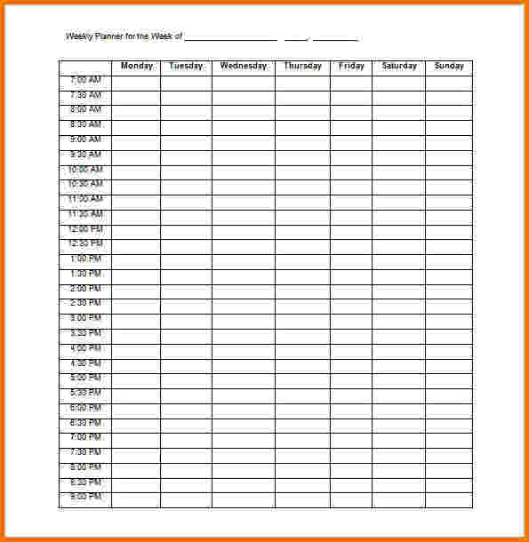 weekly hourly planner template business