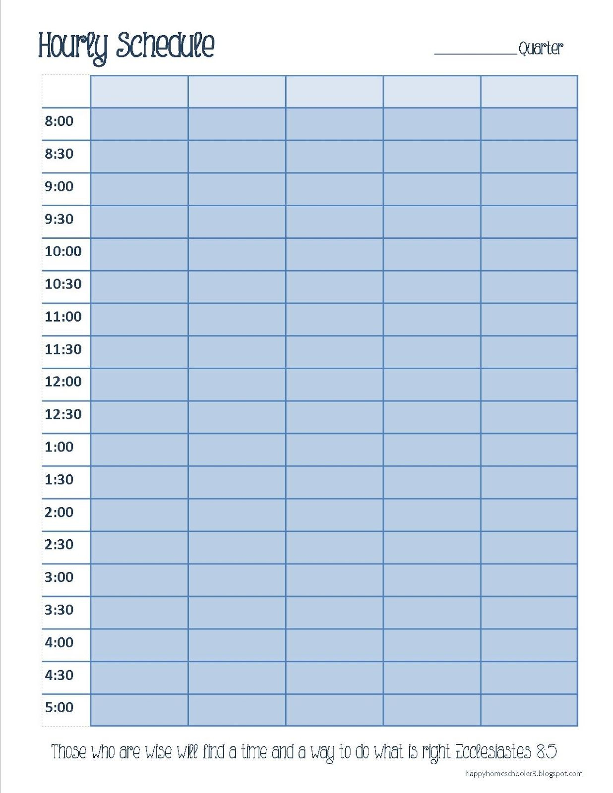 Weekly Hourly Planner Template Cute Printable Blank