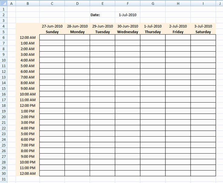 weekly hourly schedule template new free printable blank