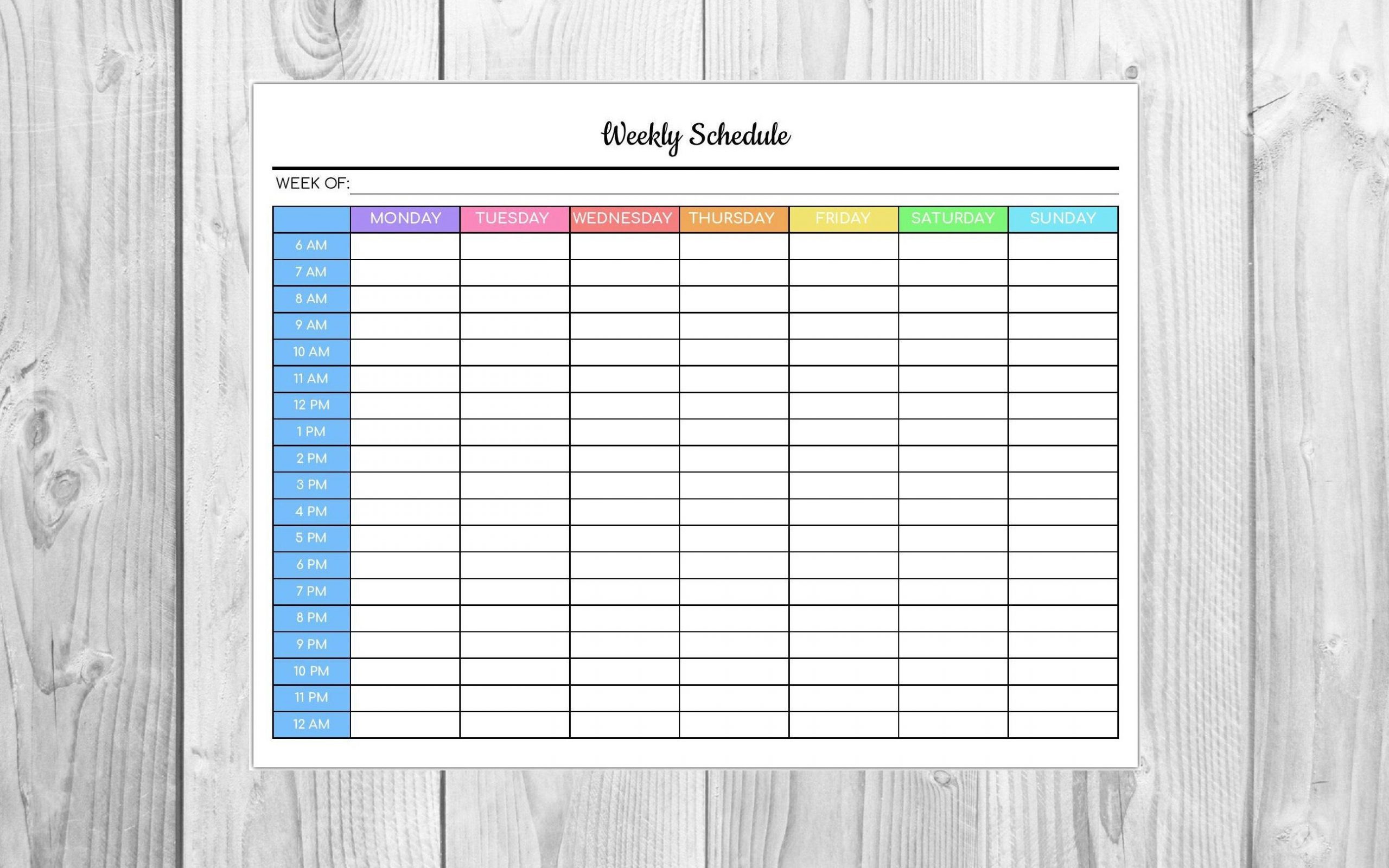 Weekly Schedule Editable Pdf Colorful Hourly Schedule