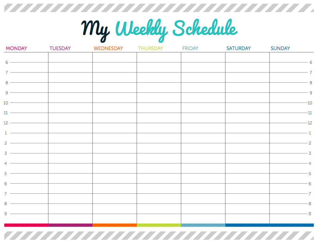 Weekly Schedule Time Management Weekly Schedule