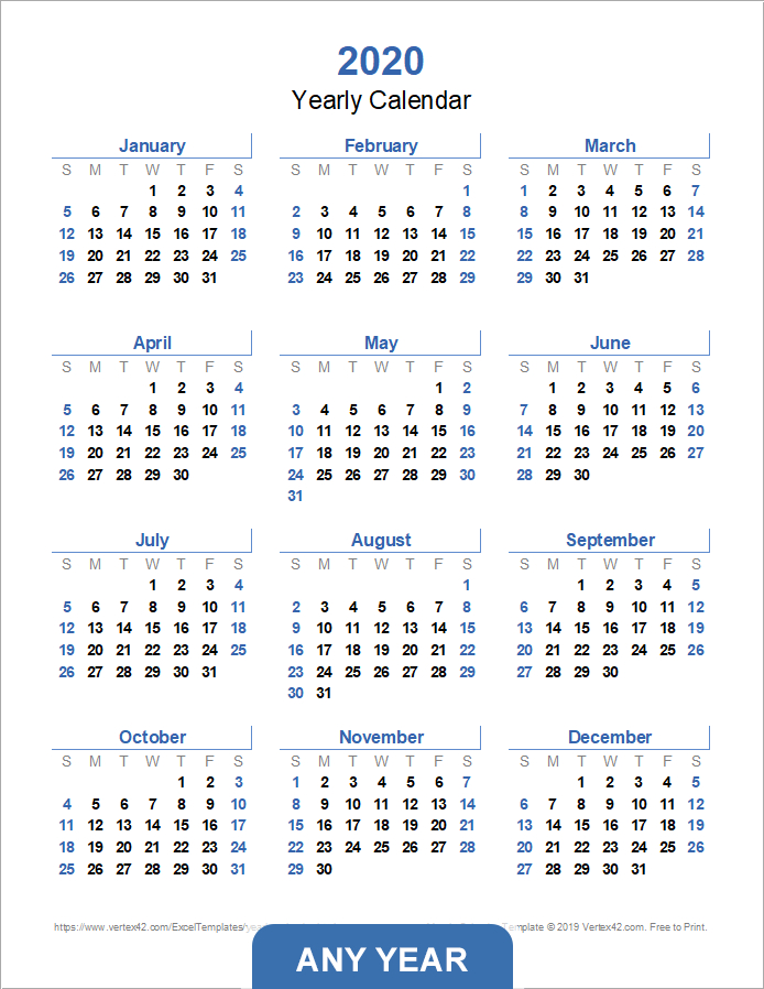 Yearly Calendar Template For 2018 And Beyond