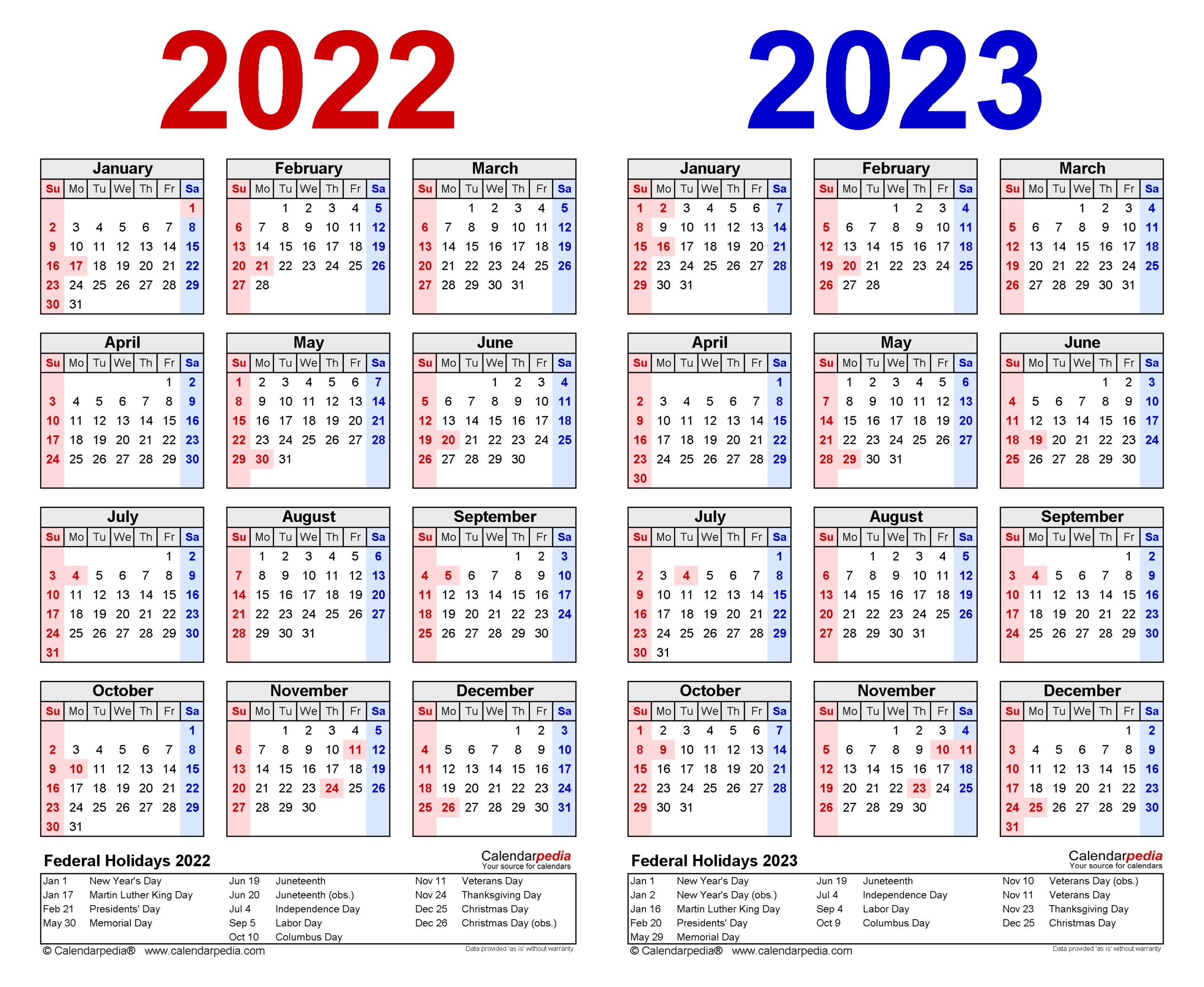 2022 2023 two year calendar free printable excel templates