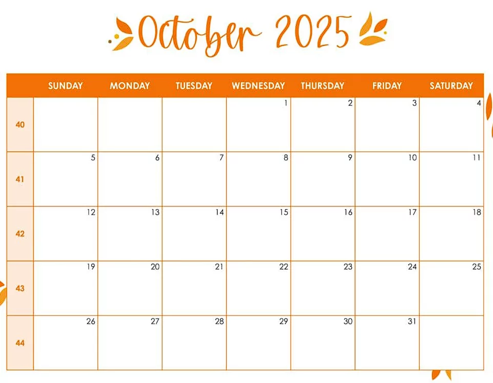 Printable Minimalist October 2025 Calendar Design JPG