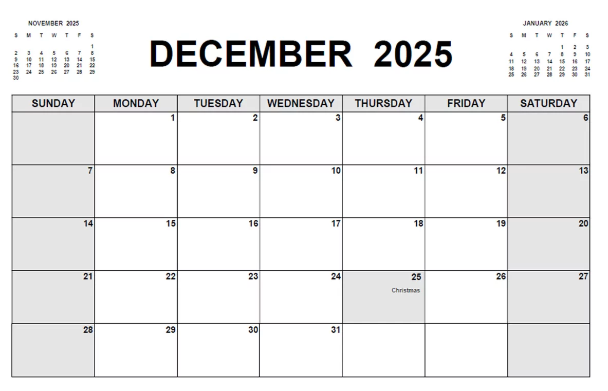 December 2025 school calendar with exam and holiday schedule (2)