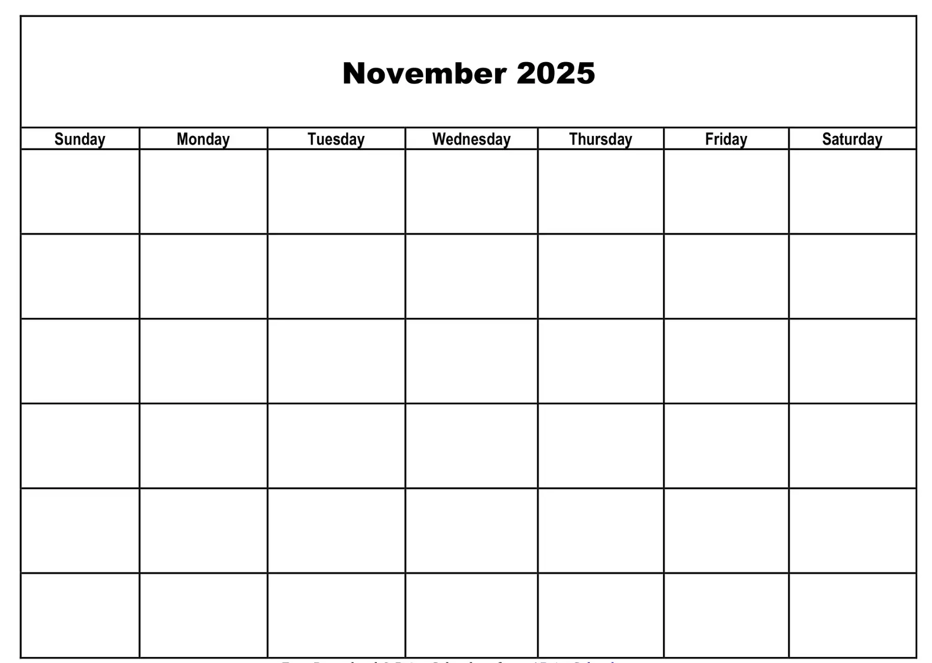 November 2025 blank calendar JPG with empty boxes