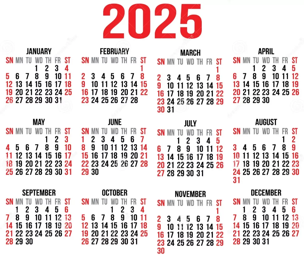 2025 Canada Holidays Calendar minimalist layout preview