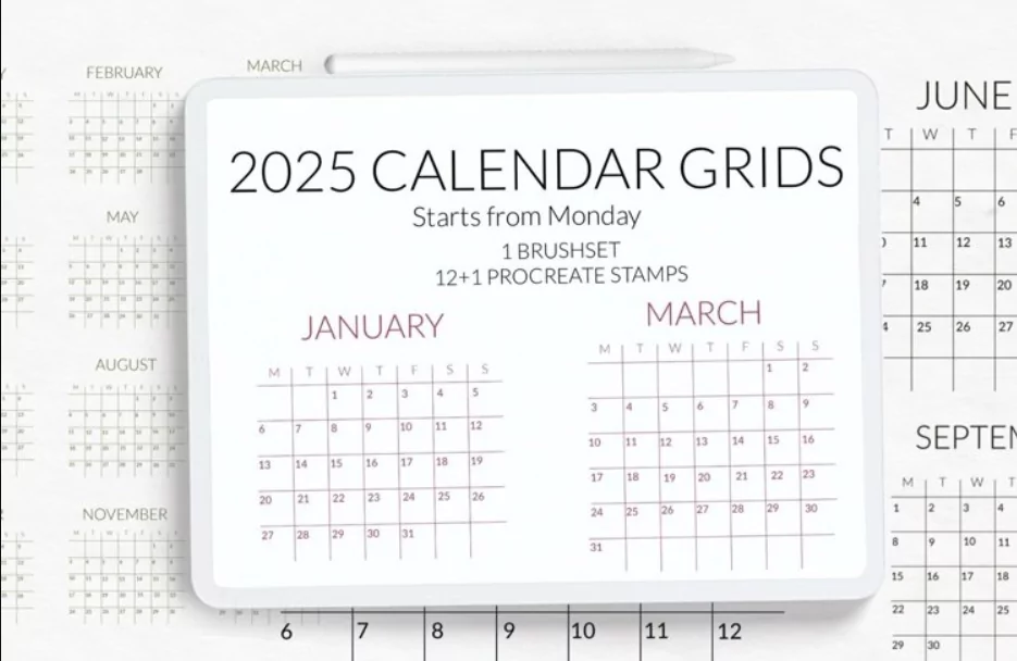 2025 calendar grid layout