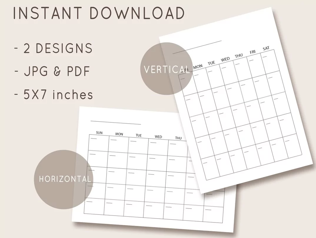 5x7 inch printable pocket calendar on desk