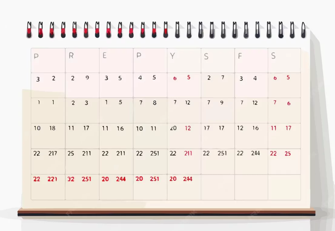 Minimalist calendar design with bold sans serif typography