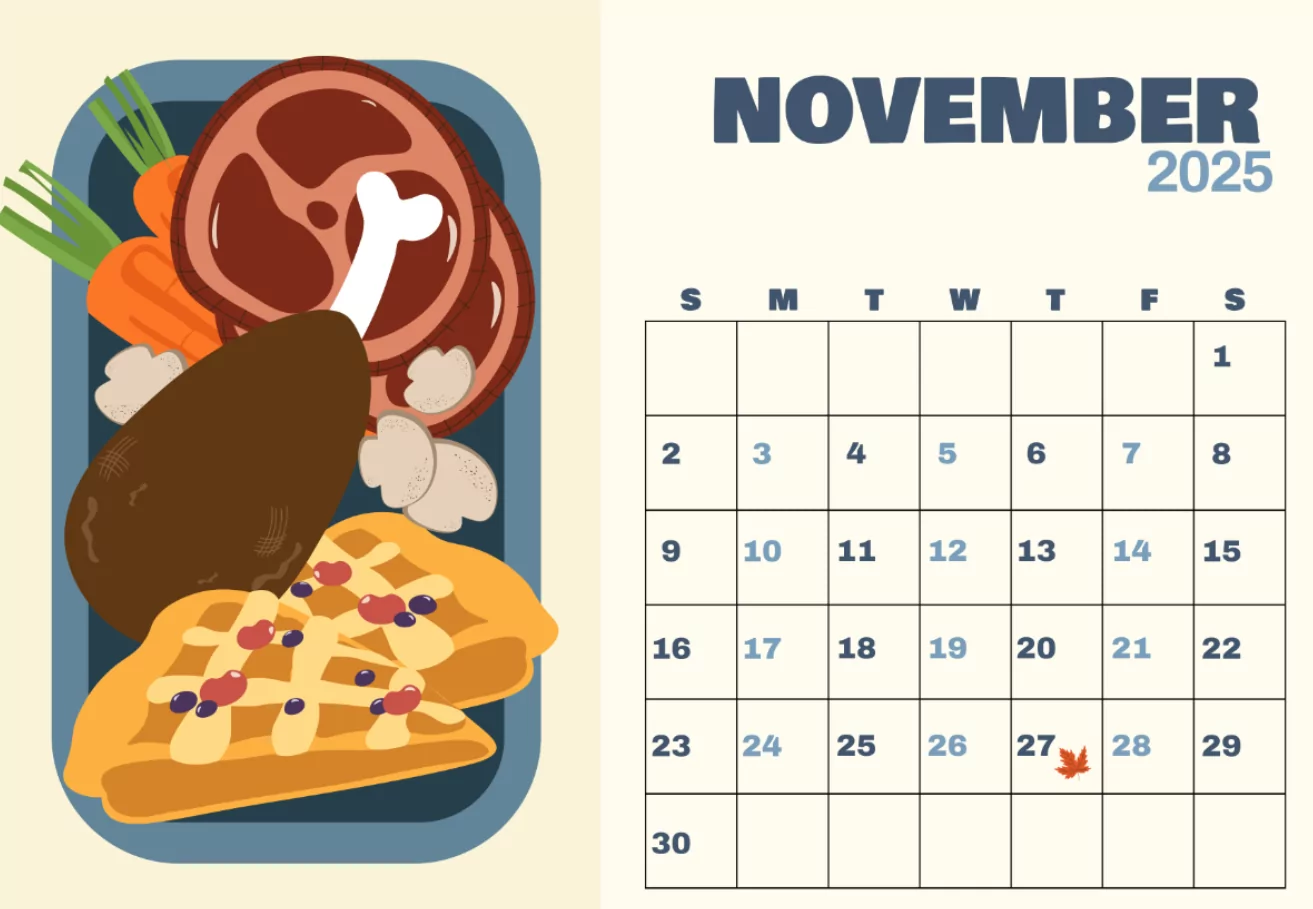 November 2025 Thanksgiving Calendar Template