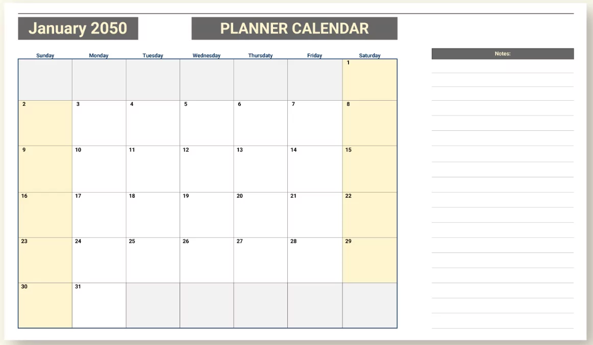 calendar planner template design