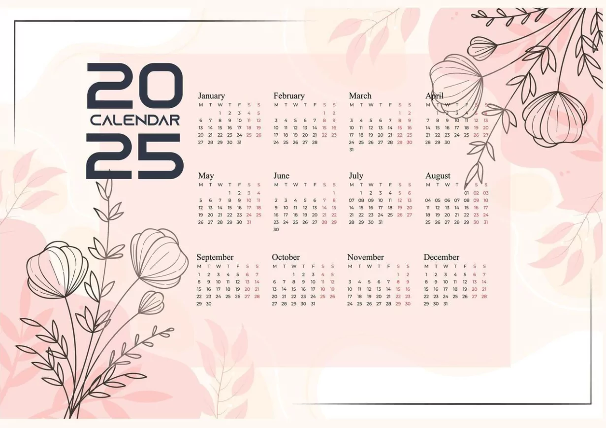 printable 2025 floral calendar 2025 seasonal flower design